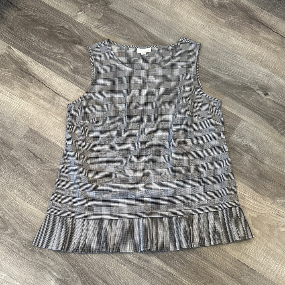 J. Jill Blouse Tank Houndstooth Black and White Small S EUC